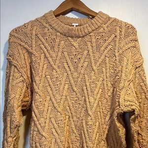 Free People Women's Tan Cable Knit Sweater